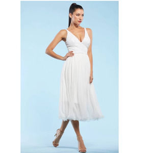 Dress The Population White Sequin Tracy Tea Length Dress - Size S